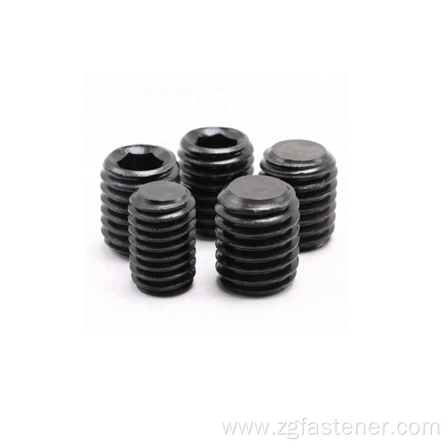 grade 4.8 black zinc plated set screws with flat point DIN913